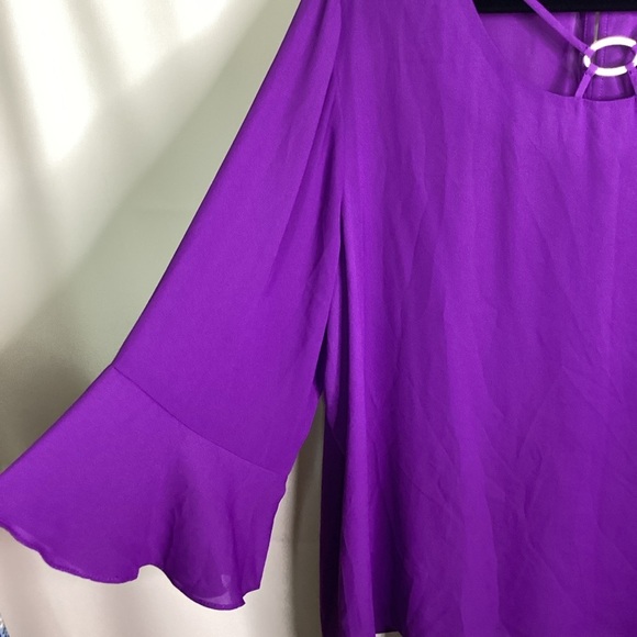 Cato Plus size 26 28 4X ToPurple Blouse with Flutter Sleeves and Relaxed Fit - Picture 6 of 10